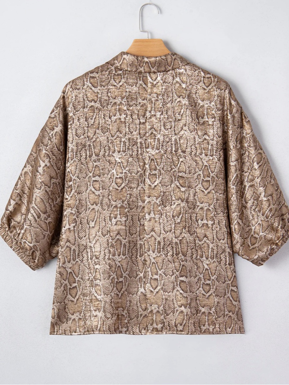 JODIFL Metallic Top Snake Leopard Puff Sleeve Medium - Picture 2 of 4